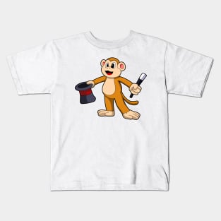 Monkey as Magician with Hat Kids T-Shirt